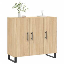 Berkfield Home Sideboard Sonoma Oak 90x34x80 cm Engineered Wood in Brown - Size: 90 x 34 x 80 cm - thumbnail 3