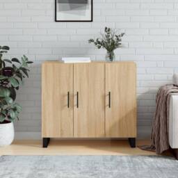 Berkfield Home Sideboard Sonoma Oak 90x34x80 cm Engineered Wood in Brown - Size: 90 x 34 x 80 cm - thumbnail 2