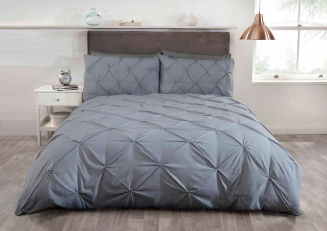 Rapport Home Pintuck Balmoral Duvet Cover Set in Silver - Size: Double - image 1