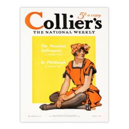 Artery8 Edward Penfield Framed Wall Art Vintage Magazine Cover Suffragette in Yellow - Size: A4 - thumbnail 3