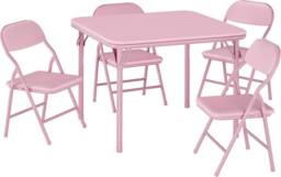 London Boutique 5PCS Kids Folding Table & Chair Set Dining Table &4 Upholstered Chairs in Pink - thumbnail 2
