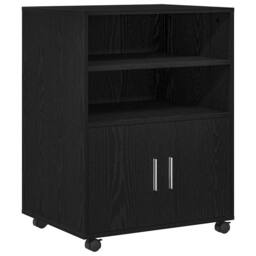 Berkfield Home Rolling Cabinet Black Oak 60x48x81 cm Engineered Wood - Size: 60 x 48 x 81 cm - thumbnail 3