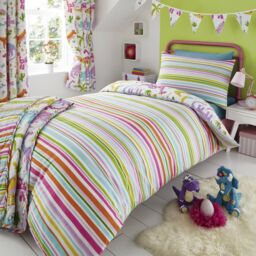 Happy Linen Company Kids Daisy Dino Dinosaur Park T-Rex Reversible Duvet Cover Bedding Set in White - Size: Single - thumbnail 2