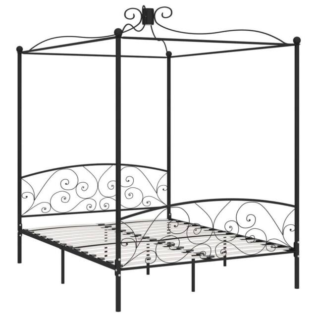 Berkfield Home Canopy Bed Frame Black Metal 160x200 cm - image 1
