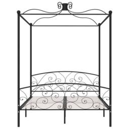 Berkfield Home Canopy Bed Frame Black Metal 160x200 cm - thumbnail 3