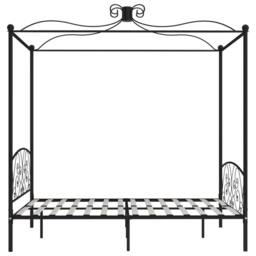 Berkfield Home Canopy Bed Frame Black Metal 160x200 cm - thumbnail 4