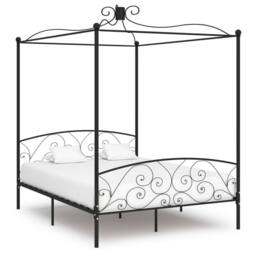 Berkfield Home Canopy Bed Frame Black Metal 160x200 cm - thumbnail 2