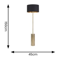 ValueLights Lexy Black & Gold Shade with Antique Brass Dimmable Floor Lamp & LED Bulb - thumbnail 4