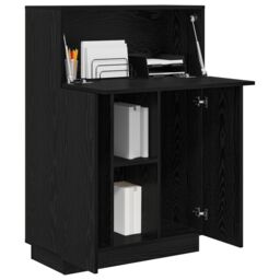 Berkfield Home Black Oak Writing Desk Black Oak Engineered Wood Medium Sturdy - thumbnail 3