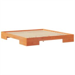 Berkfield Home Floor Bed Frame with Storage Brown 200 x 200 cm Solid pine wood - thumbnail 8