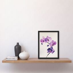 Artery8 Purple Orchid Flower Abstract Floral Watercolour Framed Wall Art - Size: A4 - thumbnail 4