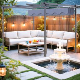 Alivio 4 x 3M Steel Frame Pergola, 13 x 10ft Outdoor Gazebo Canopy (Grey) in Grey - thumbnail 5