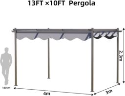 Alivio 4 x 3M Steel Frame Pergola, 13 x 10ft Outdoor Gazebo Canopy (Grey) in Grey - thumbnail 4