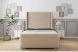 "Sloomy Devonshire Plush Frame-Mattress-50"" Upholstered Wingback Headboard in Stone - Size: Single" - thumbnail 1
