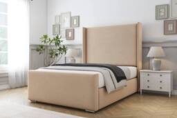 "Sloomy Devonshire Plush Frame-Mattress-50"" Upholstered Wingback Headboard in Stone - Size: Single" - thumbnail 2