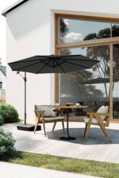 Garden Sanctuary Garden 3m Banana Parasol Large Cantileverwith Plastic Base in Dark Grey - thumbnail 2