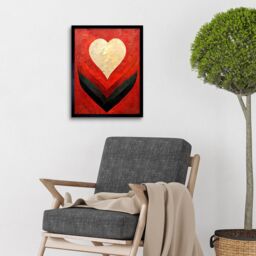 "Artery8 Wall Art Print Modern Palette Knife Oil Paint Heart Red Abstract Art Framed in Black - Size: W12"" x H16""" - thumbnail 2