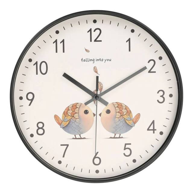 KORVIXA 12in 30cm Cute Round Wall Clock Non Ticking Clock in Black - Size: 0.6m2 - image 1