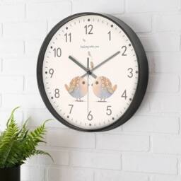 KORVIXA 12in 30cm Cute Round Wall Clock Non Ticking Clock in Black - Size: 0.6m2 - thumbnail 5