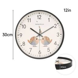 KORVIXA 12in 30cm Cute Round Wall Clock Non Ticking Clock in Black - Size: 0.6m2 - thumbnail 2