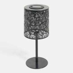 OHS Carved Metal Solar Table Lamp Outdoor Garden Light Auto Sensor in Black - thumbnail 5