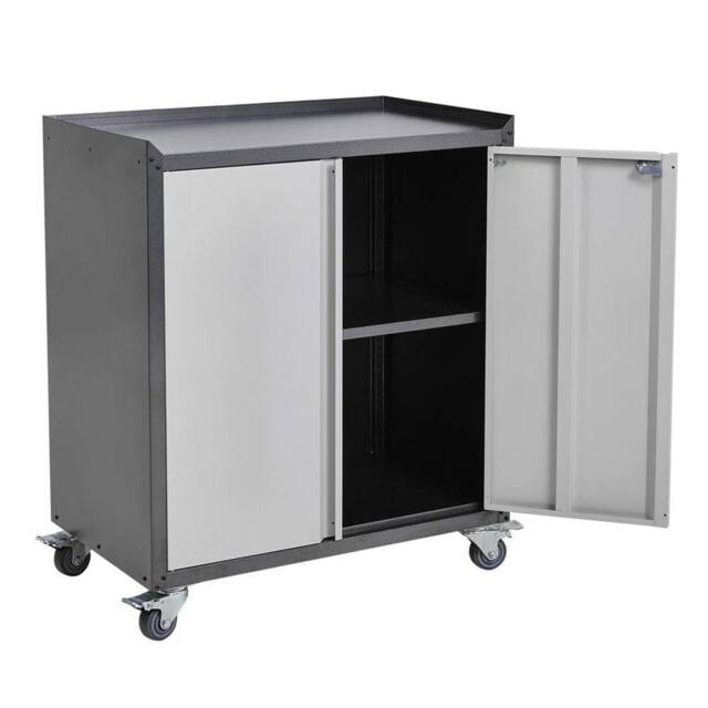 Nordara 2-Door Lockable Metal Cabinet, Mobile Storage for Office & Garage, UK in Grey - image 1