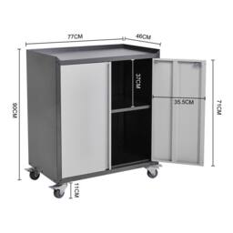 Nordara 2-Door Lockable Metal Cabinet, Mobile Storage for Office & Garage, UK in Grey - thumbnail 2