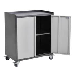 Nordara 2-Door Lockable Metal Cabinet, Mobile Storage for Office & Garage, UK in Grey