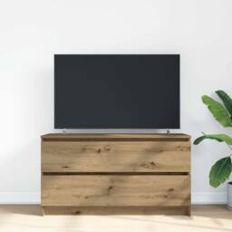 Berkfield Home TV Cabinet Artisan Oak 100x35x54 cm Engineered Wood in Brown - Size: 100 x 35 x 54 cm - thumbnail 3