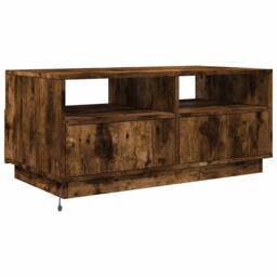Berkfield Home Modern Coffee Table with LED Lights Smoked Oak 90x49x40 cm in Brown - Size: 90 x 49 x 40 cm - thumbnail 7