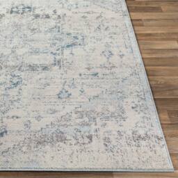 Livabliss Ankara - Grey Blue Vintage Traditional Boho Living Dining Bedroom Rug in Ivory - Size: 200 cm diameter - thumbnail 5