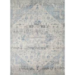 Livabliss Ankara - Grey Blue Vintage Traditional Boho Living Dining Bedroom Rug in Ivory - Size: 200 cm diameter - thumbnail 2