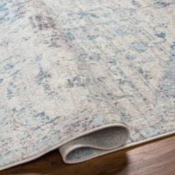 Livabliss Ankara - Grey Blue Vintage Traditional Boho Living Dining Bedroom Rug in Ivory - Size: 200 cm diameter - thumbnail 4