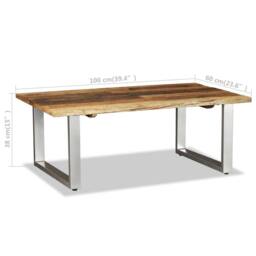 Berkfield Home Beautiful Coffee Table Solid Reclaimed Wood 100x60x38 cm in Brown - Size: 100 x 60 x 38 cm - thumbnail 8