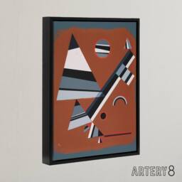 "Artery8 Gris Grey Abstract Painting Kandinsky Framed Canvas Wall Art Print - Size: W12"" x H16""" - thumbnail 2