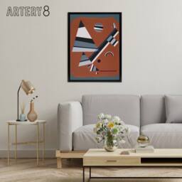 "Artery8 Gris Grey Abstract Painting Kandinsky Framed Canvas Wall Art Print - Size: W12"" x H16""" - thumbnail 3