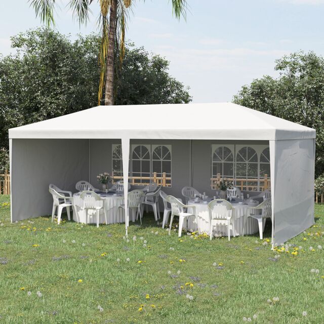 OUTSUNNY 6m x 3m Garden Gazebo Marquee Canopy Party Tent Canopy Patio in White - image 1
