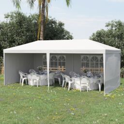 OUTSUNNY 6m x 3m Garden Gazebo Marquee Canopy Party Tent Canopy Patio in White