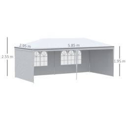 OUTSUNNY 6m x 3m Garden Gazebo Marquee Canopy Party Tent Canopy Patio in White - thumbnail 3