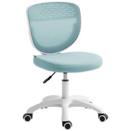 HOMCOM Armless Office Chair with Mesh Back, Light Blue - thumbnail 2