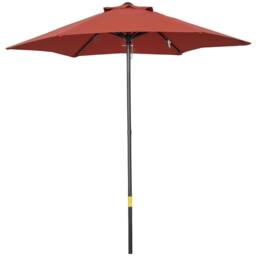 VOGREX 2m Parasol Patio Umbrella, Outdoor Sun Shade with 6 Ribs Wine Red