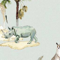 Sophie Allport Animals of the World Misty Blue Wallpaper - Size: 10000mm x 520mm - thumbnail 4