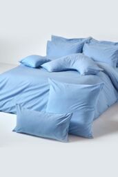 Homescapes Egyptian Cotton Oxford Pillowcase 200 TC, Standard Size in Blue - thumbnail 5