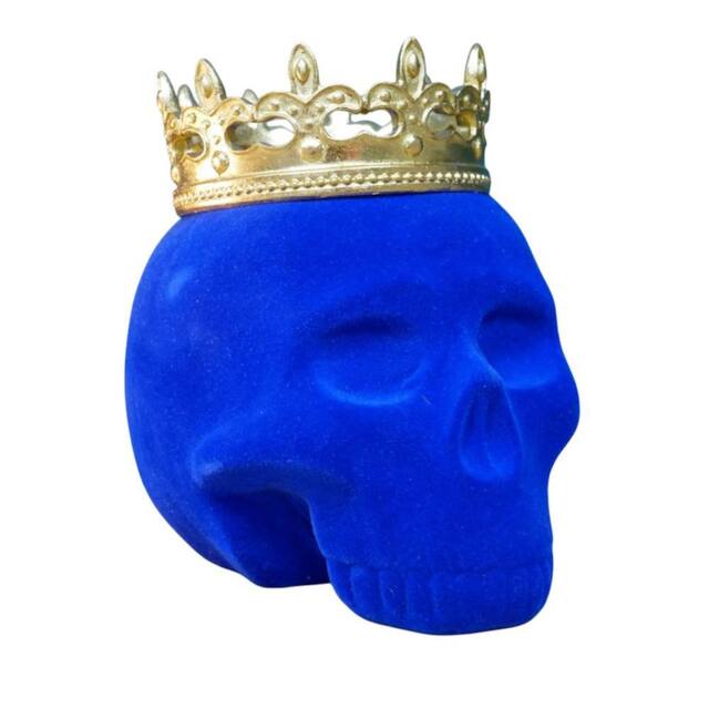 Gifts Direct 2 U Blue Flocked Skull with Crown Ornament