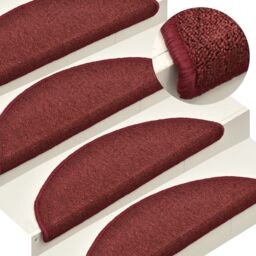 Berkfield Home Carpet Stair Treads 15 pcs Red 56x17x3 cm - Size: Medium - thumbnail 1