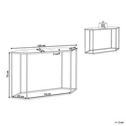 Wyld and Coco Marble Effect Tempered Glass Console Table White Top Black Metal - thumbnail 4