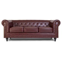 Bravich LTD Chesterfield Faux Leather Button-Tufted Armchair Sofa in Brown - Size: 1 Seater