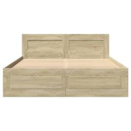 Berkfield Home Durable Bed Frame with Headboard without Mattress Sonoma Oak 140x in Light Tan - thumbnail 5