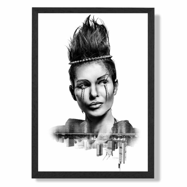 ARTZE Abstract & City Fashion Black & White Photo Framed Print SIZE: A2 with Black Frame - Size: A4 - image 1