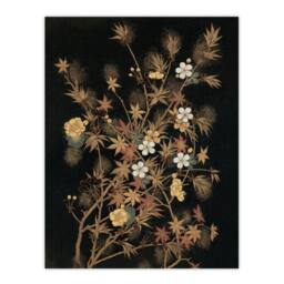 "Artery8 Japanese Autumn Flowers G A Audsley Vintage Wall Art Print Poster in Black - Size: W12"" x H16""" - thumbnail 1